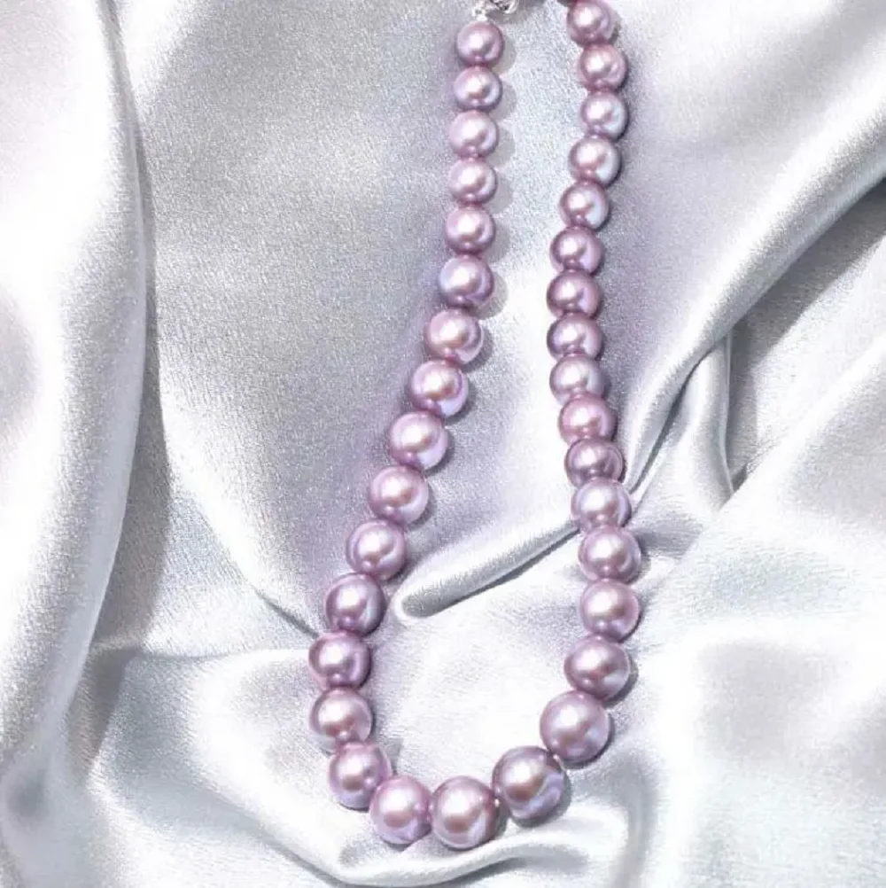 Giant 18/20 inch AAAAA11-12mm genuine natural South  Sea purple round pearl necklace  925s