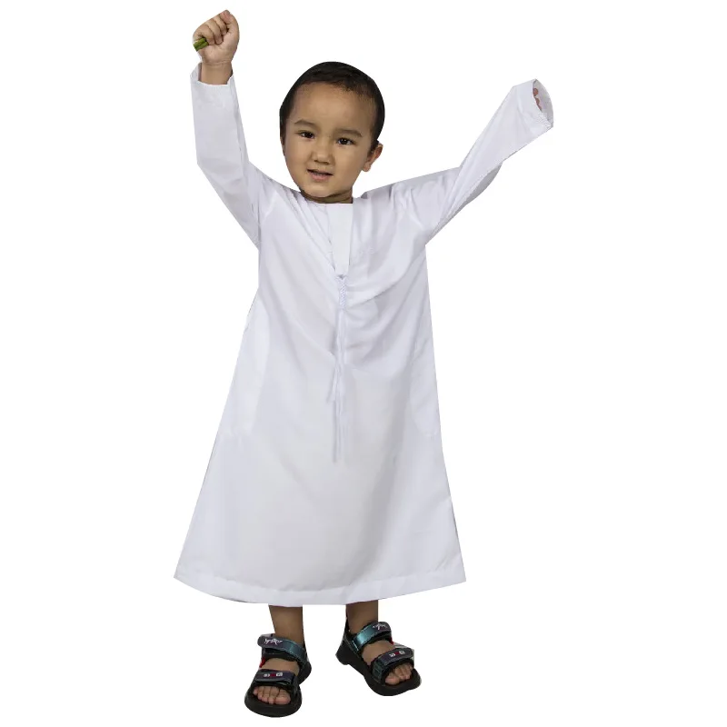 Odzież dla muzułmanów dla dzieci islamska Abaya dubaj Kaftan muzułmanin Jubba Thobe Eid Mubarak modlitwa maluch 3-10 lat chłopcy szaty 85-160Cm