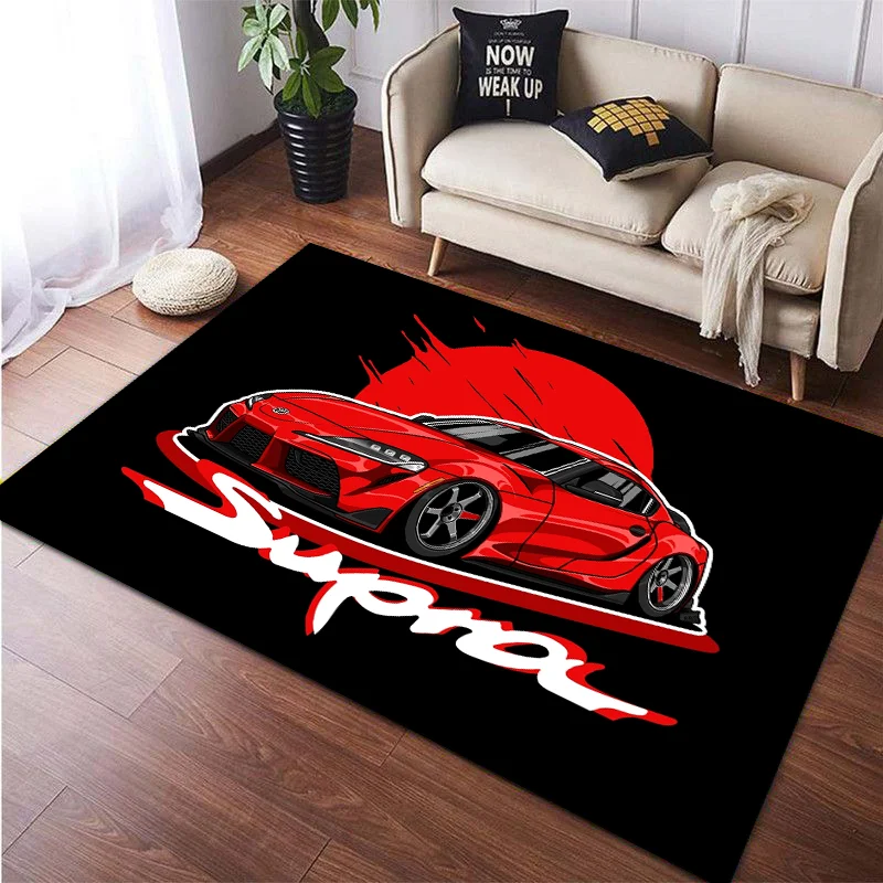 3D Racing Car Pattern Carpet for Home Living Room Bedroom Sofa Doormat Decor,Kids Play Area Rug Non-slip Floor Mat