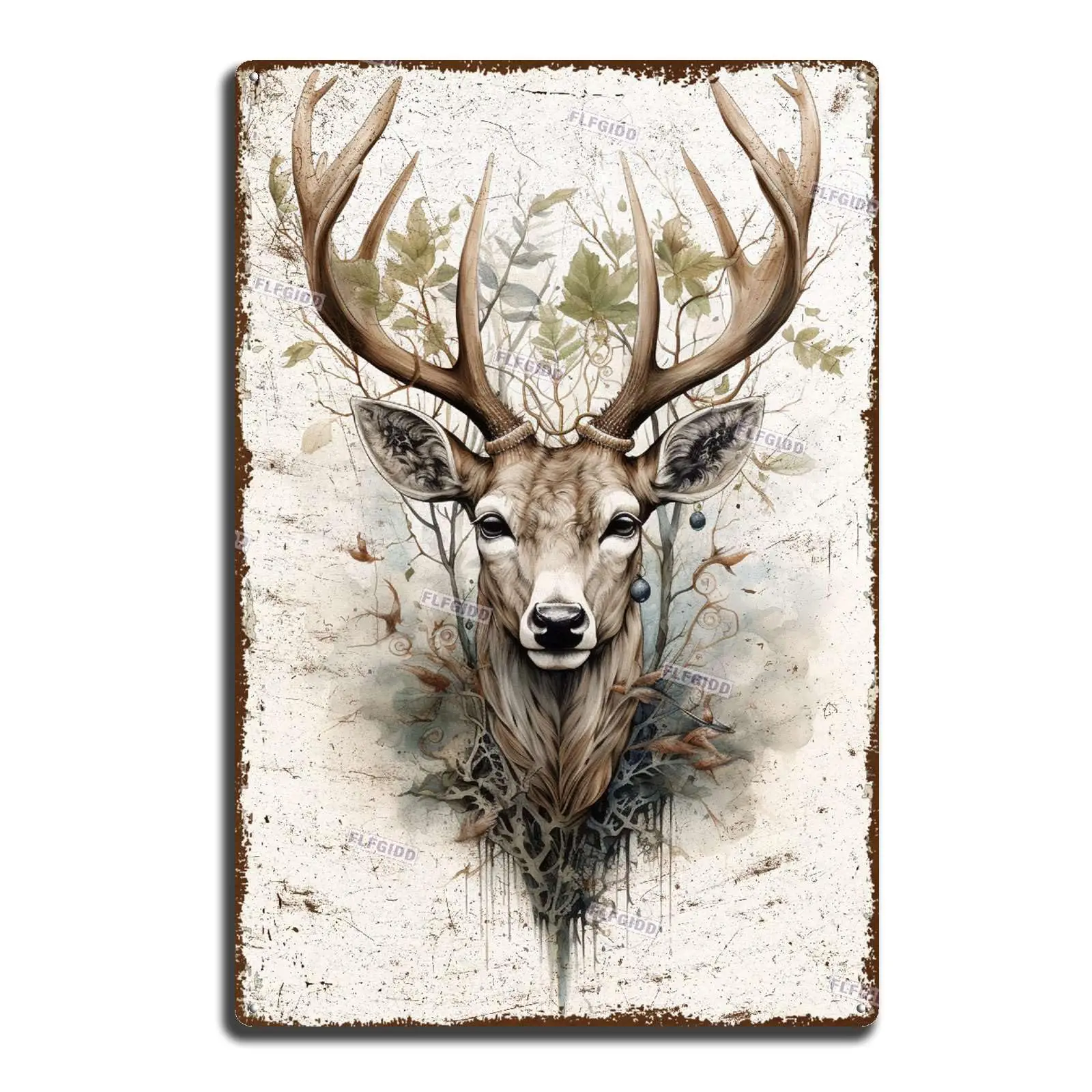 Aluminum Tin Sign Winter Metal Deer Vintage Tin Sign Christmas Holly Home Decor Bathroom Garden Retro Store Cafe ;