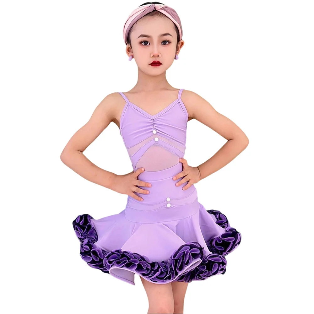 タンゴ-サンバ-ダンス衣装-女の子-サルサ-ラテンダンスドレス-女の子-競技用社交ダンスドレス-スタンダード-子供-ラテン練習ドレス