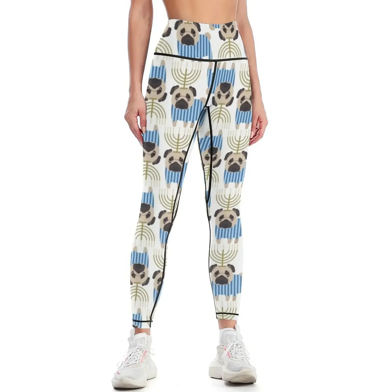 Hanukkah Pugs with Menorah Leggings for fitness leggins push up woman push up tights for Female legging pants Womens Leggings