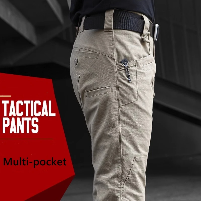Pantalon de travail élastique multi-poches pour hommes, droit, résistant à l'usure, Cargo décontracté, pantalon militaire tactique d'extérieur, printemps automne