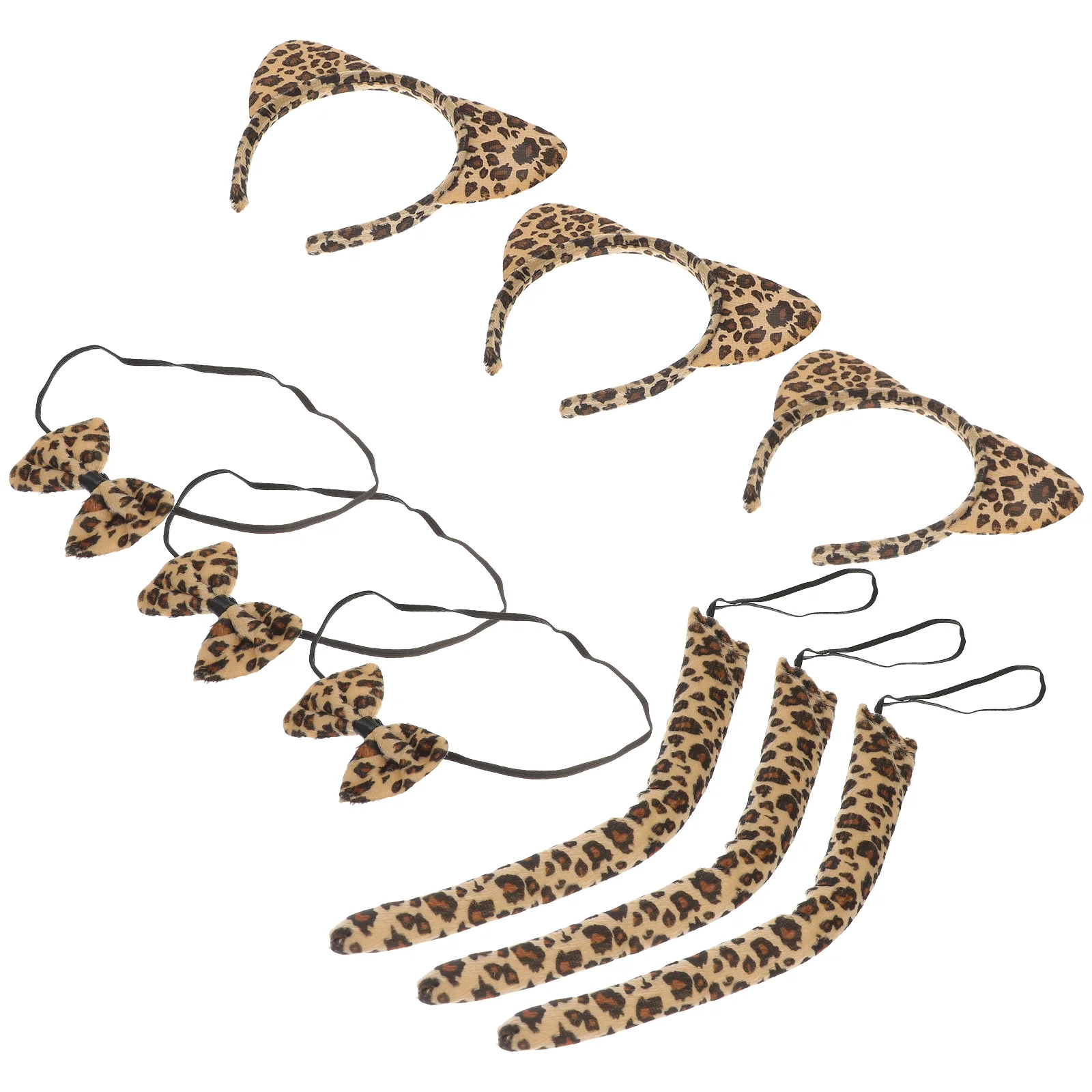 

3 Sets Leopard Print Clothing Cat Ears Hairband Party Headband for Masquerade Unique Elastic Cord Prints Tail Adorable