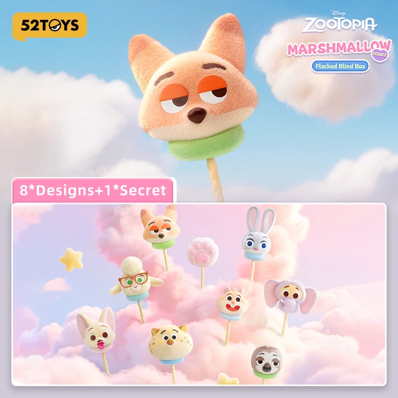52TOYS Zootopia Marshmallow Series Blind Box, Mystery Box,random cute Anime Merch, Figure Collectible Toy Desktop Decoration