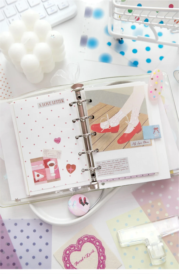 Journal GO 32 Stück Polka Dot Waltz Vintage Dots Dual Material Paper Kreatives DIY Junk Journal Collage Scrapbooking Hintergrund DIY – Detail 11