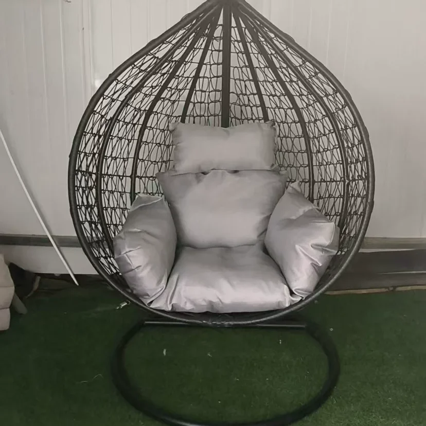 #Modern Outdoor Furniture Indoor/Outdoor Living Room Cradle Swing Chair Balcony Single with Cushion Metal Frame Rattan Weave