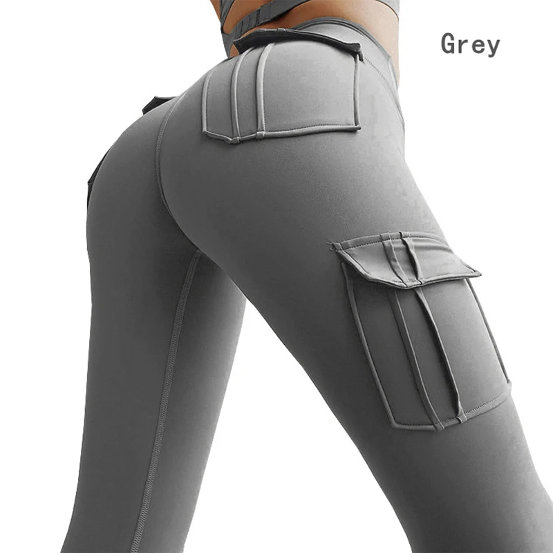 Fashion Women Fitness Yoga Legging with Pockets High Waist Elastic Workout Sport Running Pants Comfy Breathable Trousers