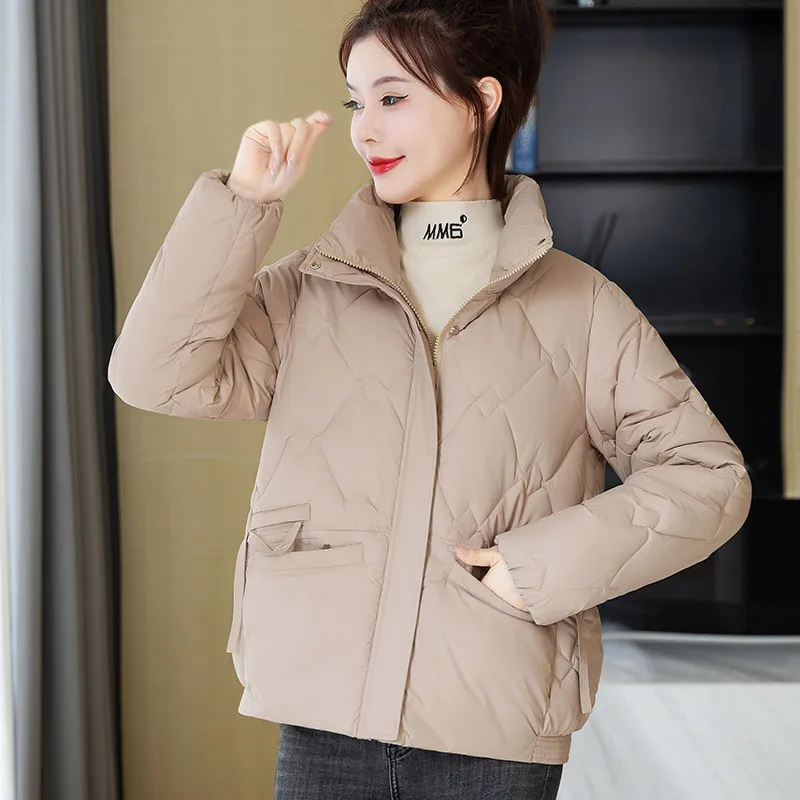 2024 neue Winter Jacke Frauen Parkas Casual Grundlegende Mantel Stehkragen Warme Unten Baumwolle Gepolsterte Kurze Jacke Weibliche Outwear Kleidung