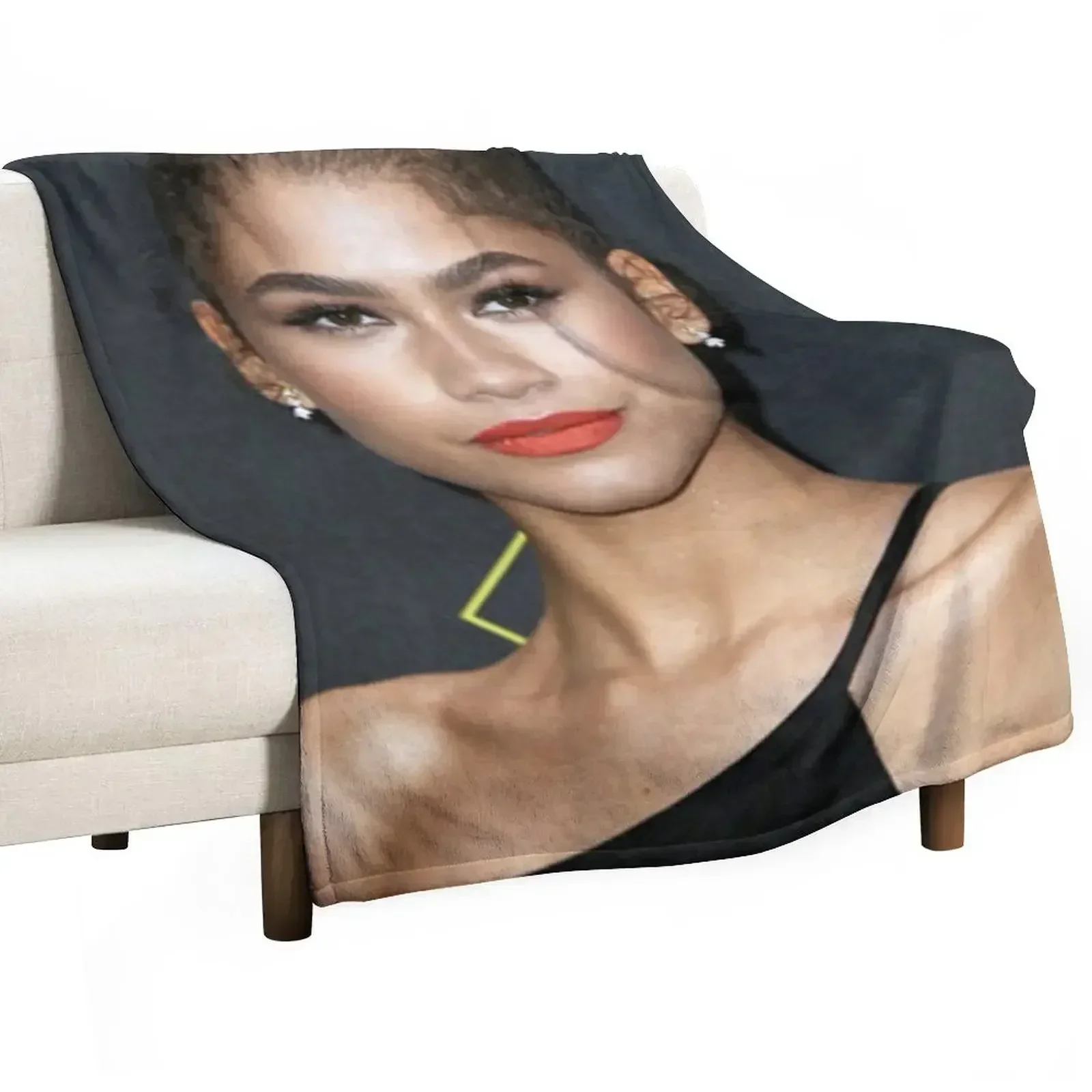 Zendaya Coleman looked cool Throw Blanket For Sofa Thin Picnic Cute Plaid Decorative Sofa for sofa valentine gift ideas Blankets