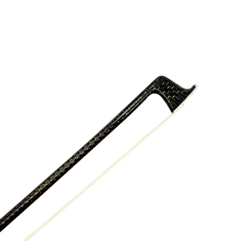 1pcs best professional Gold Silk Braided Grid Carbon Fiber 4/4 Violin bow Fiddle Bow, white horesehair black horsetail