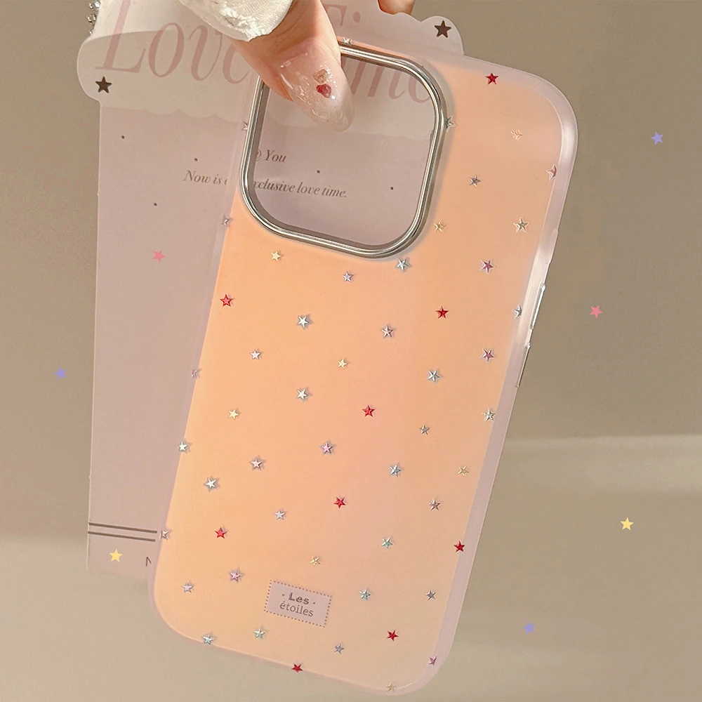 

Cute Lovely Colourful Stars Phone Case for IPhone 16 15 14 13 Pro Max 16Pro 14 15 16 Plus Shockproof Stylish Fashion Case Cover