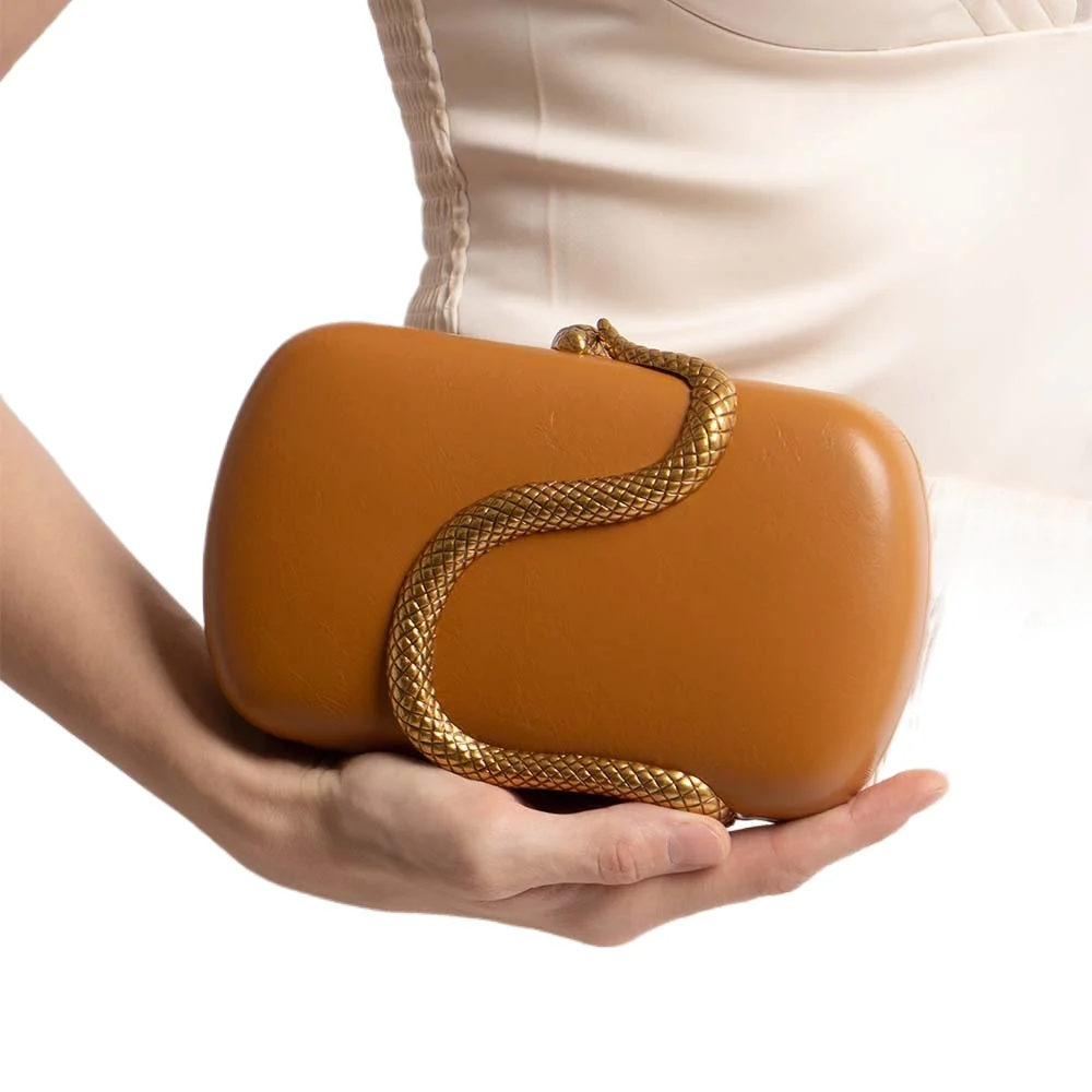 

2025 Fashion PU Snake Shape Clutch Bag Women's Elegant Shoulder Crossbody Purse for Evening Party Wedding Dinner Retro Accessory
