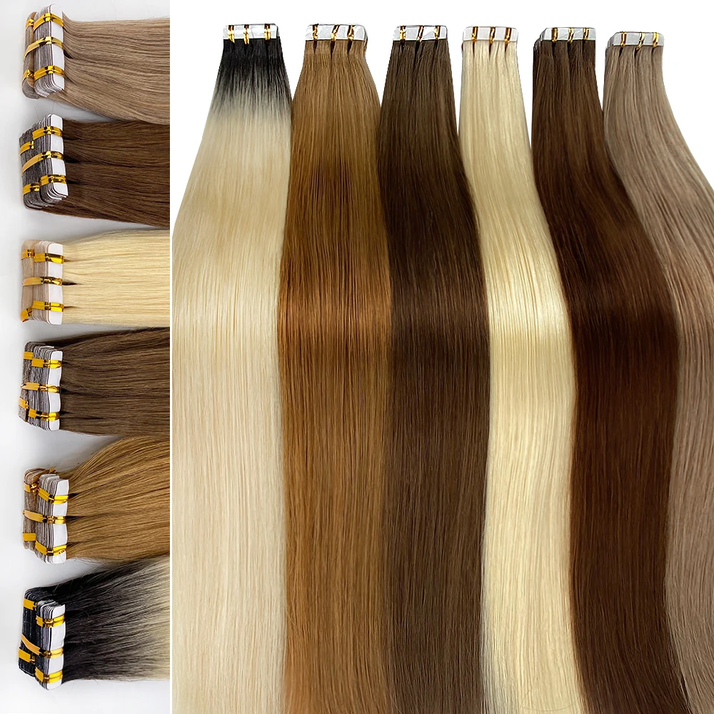 本物の人毛エクステ ベトナム産人毛 自然なストレート シームレス スキンウェフト