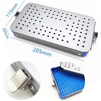 Caja de bandeja de esterilización de aluminio, caja de desinfección con almohadilla de silicona, instrumento quirúrgico para los ojos dentales