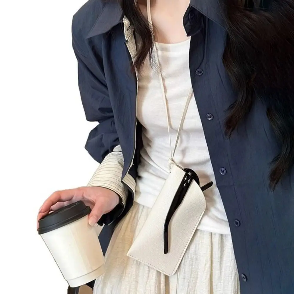 موضة بولي Leather الجلود العين نظارات القضية مع الحبل معلقة الرقبة نظارات حقيبة التخزين قلادة المحمولة نظارات كيس أكياس النساء