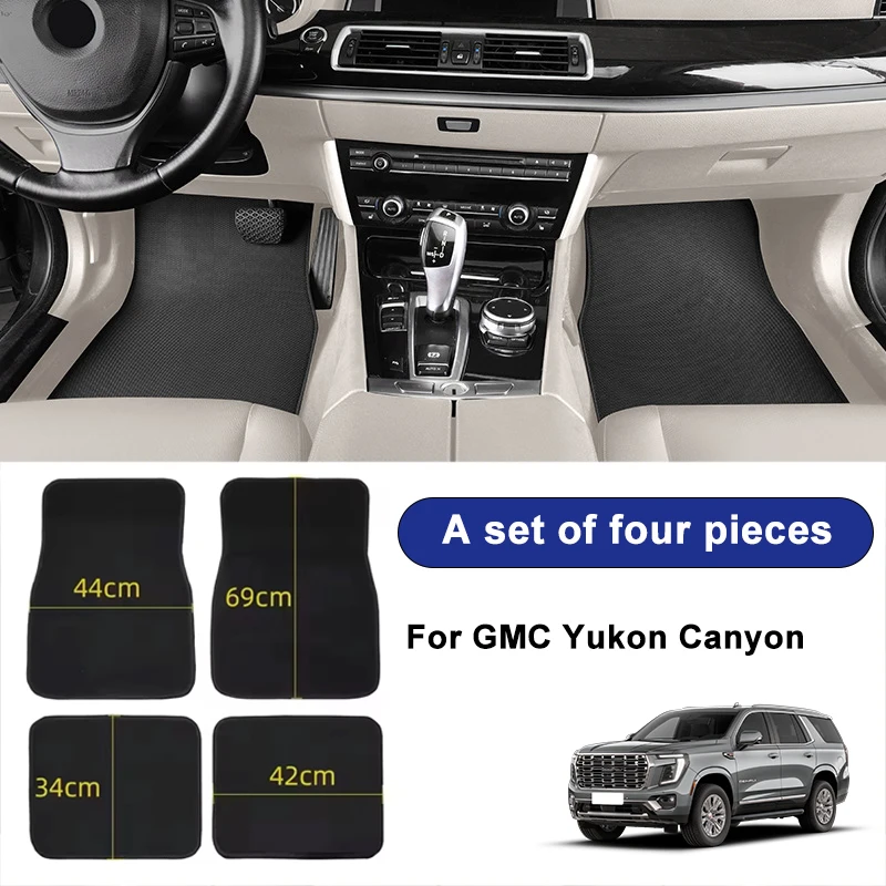 For GMC Yukon Canyon Car Floor Mats Black Non-Slip 4Pcs Front & Rear Foot Mats Carpets Rugs Auto Interior Accessories
