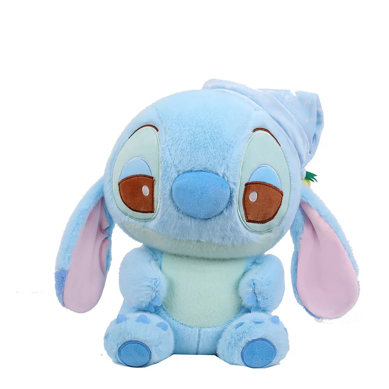 Stitch New 40/80cm Plush Doll Toy Disney High Value Couple Sweet Sleep Hooded Doll Living Room Ornaments Valentine'S Day Gift