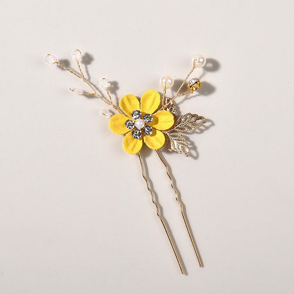 2 قطعة إكسسوارات شعر الزفاف للعروس دبابيس شعر أنيقة من القماش على شكل زهرة مجوهرات شعر الزفاف قطع شعر الزفاف الحساسة لحفلات الزفاف #4