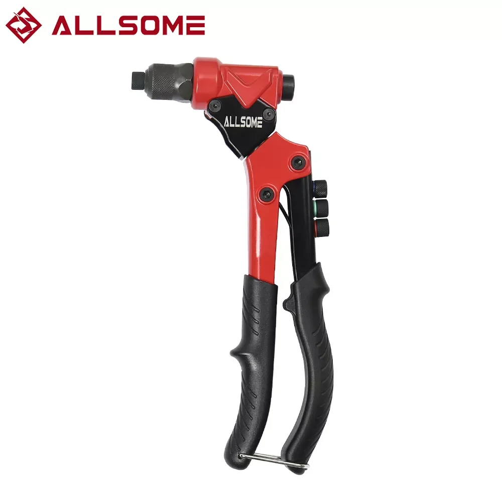 ALLSOME 360° Swivel Head Rivet Nut Guns 3 in 1 Hand Riveter of Sleeve Nuts Threaded Tool for Auto M3/4/5/6 Multi Reaming