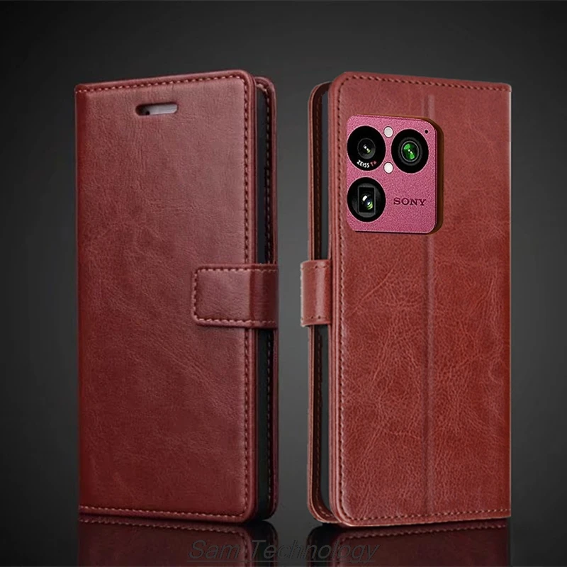Funda con tapa para tarjetas para Sony Xperia 1 VIII, funda con tapa de cuero Pu, funda tipo billetera Retro para teléfono, funda de negocios, Fundas Coque