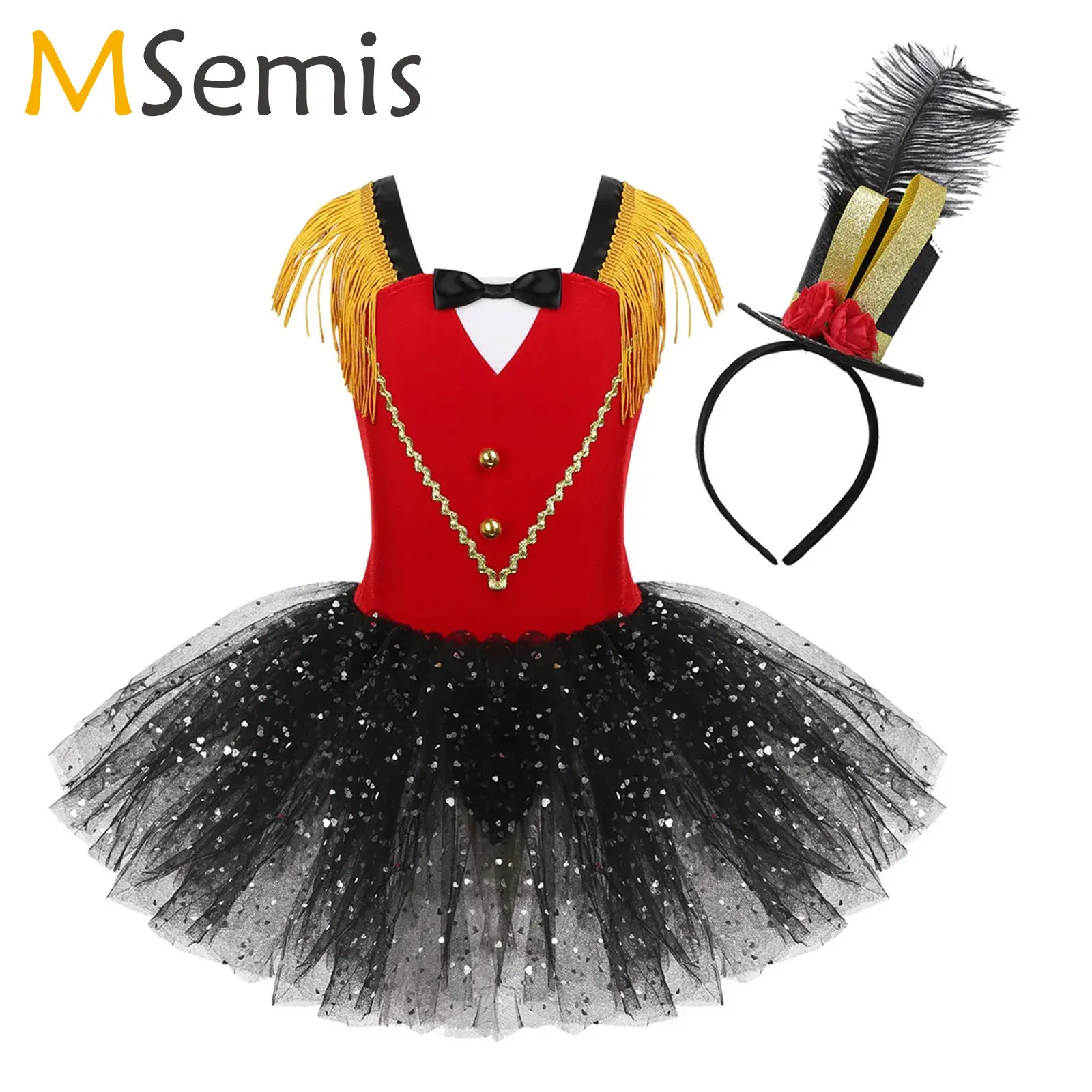 Kinder Mädchen Zirkus Ring master Kostüm Halloween Cosplay Pailletten Mesh Tüll Tutu Kleid Karneval Party Bühne Performance Dance wear