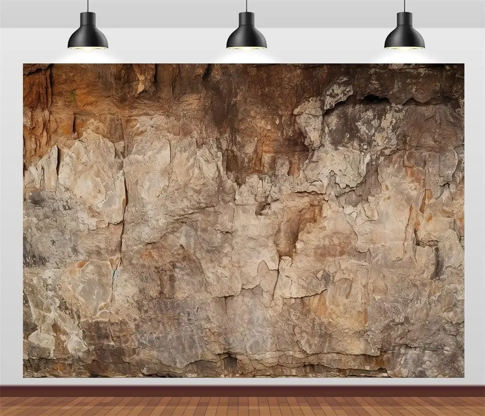 Archeology Cave Wall photography backdrop Vintage Brown Stone Texture Rock Stone Wall Archeological Party photo background