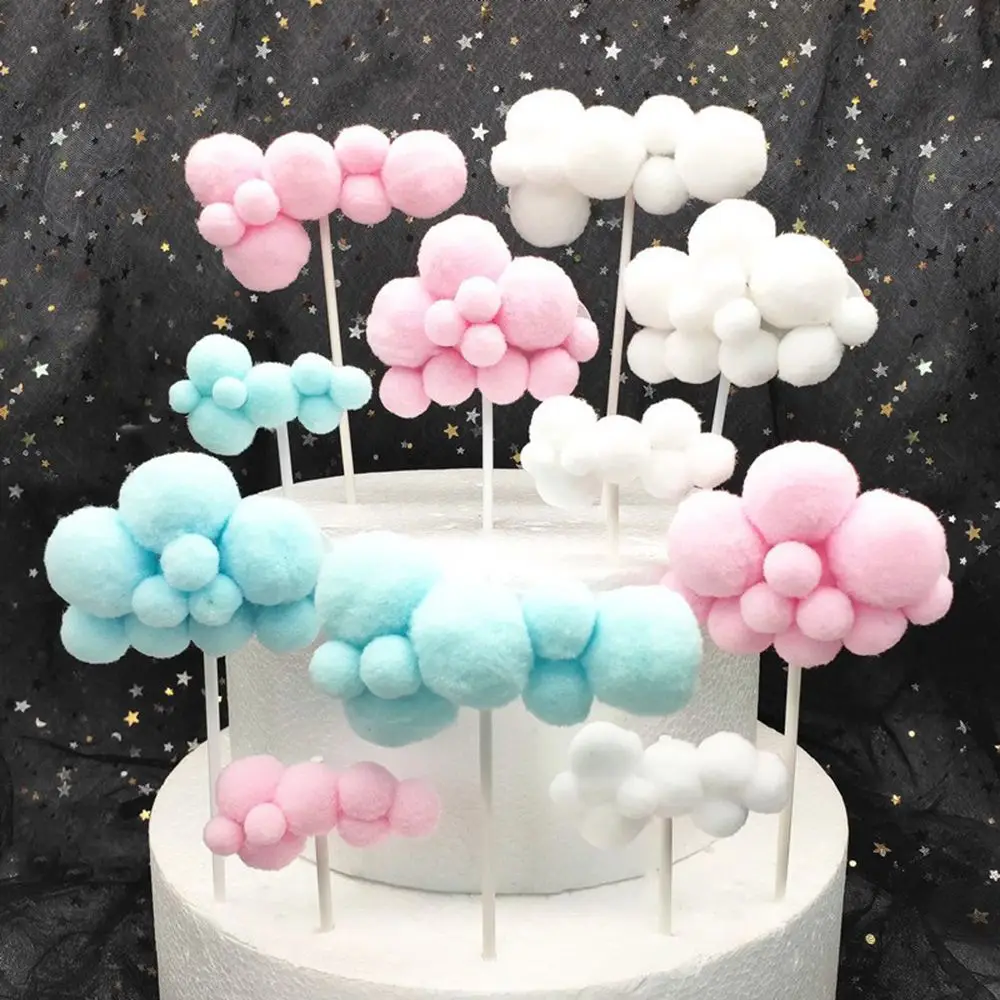 Cute Colorful Clouds Cake Topper Happy Birthday Party Decor Kids Boy Girl Clouds Hot Air Balloon Cake Decor Birthday Party