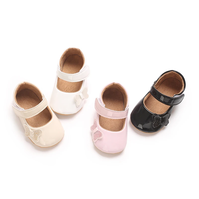 NEW 0-18Mmonths Rretr Mary Jane Spring Baby Shoes PU Newborn Girls Shoes First Walkers Princess Bowknot Baby Prewalke-4 Colors