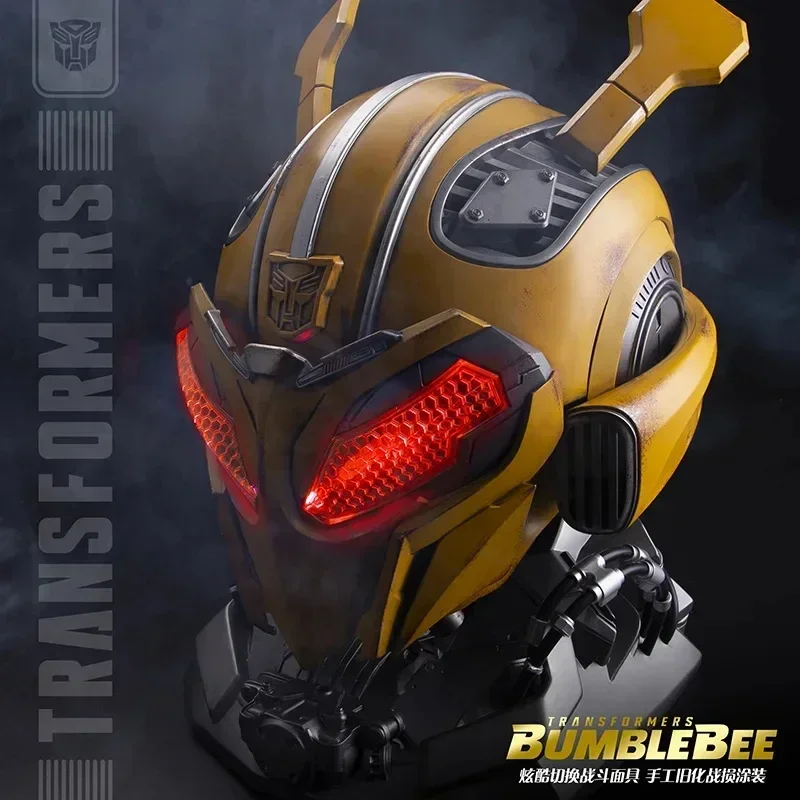 

Bumblebee 1:1 Helmet Transformers Genuine Anime Fiugre Wearable Face Changing With Speakers Model Dolls Decor Toy Gifts