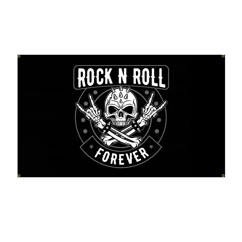 Rock 'n' Roll Forever Music Black Flag,Gift for Rock Fans,Rock Decor, Bedside Accessories