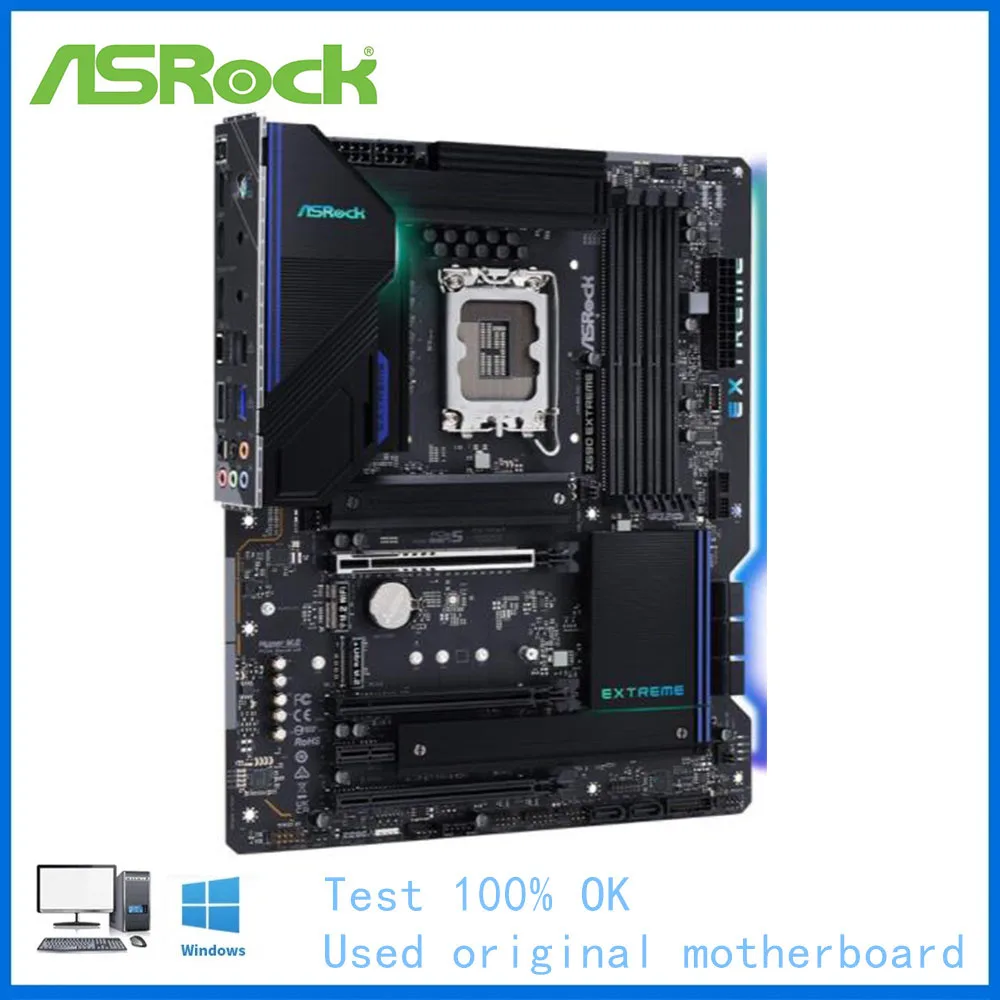 For intel Z690 Used ASRock Z690 EXTREME Socket LGA1700 DDR4 Desktop Mainboard 12th Gen Motherboard support 12900K 12700K