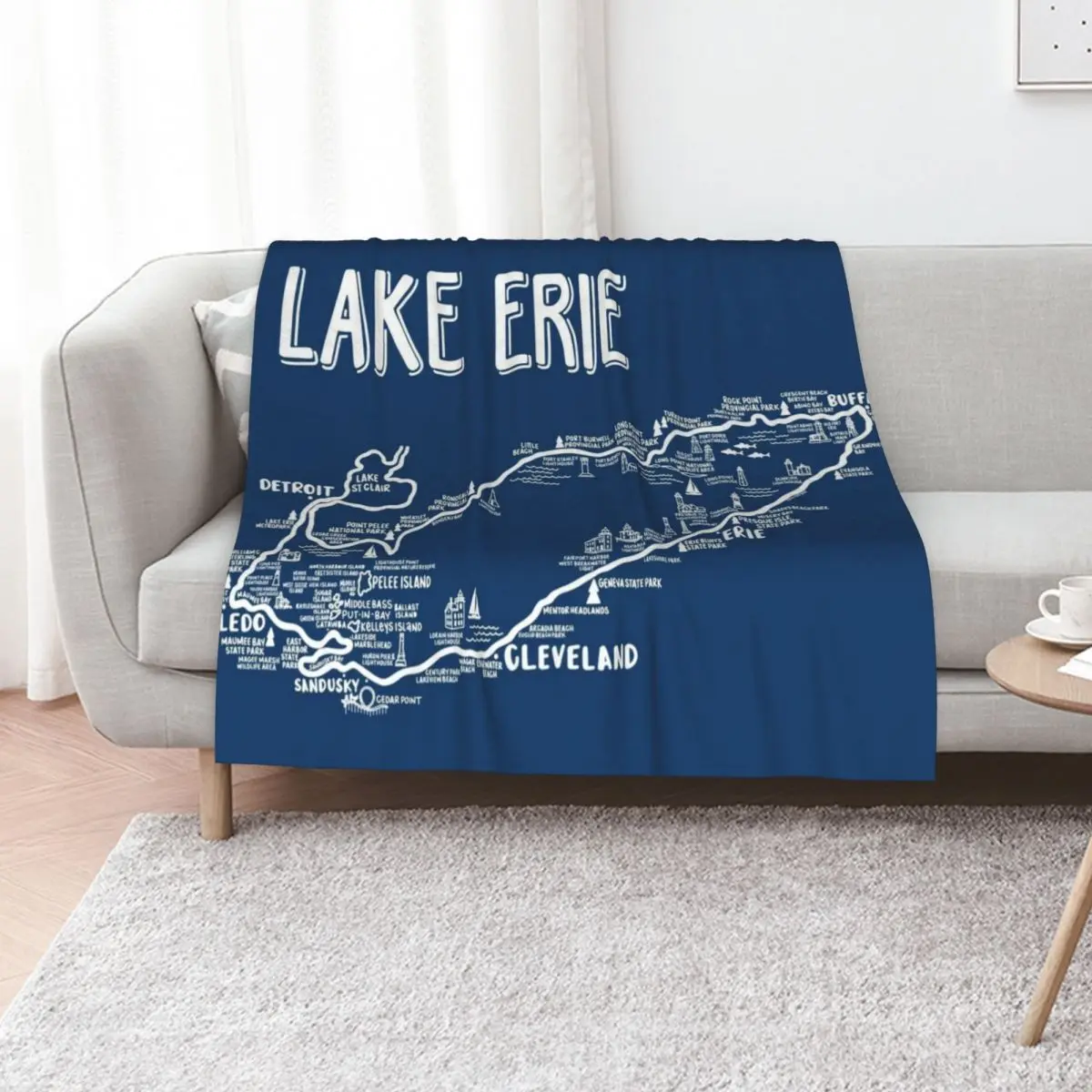 Lake Erie Map Throw…