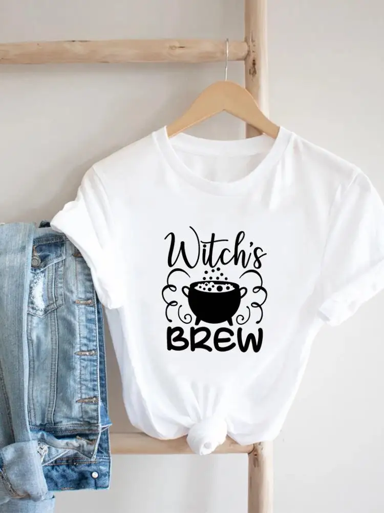 

Women Halloween Print Thanksgiving T-shirt Fall Witch Letter Trend 90s Autumn T Shirt Clothing Tee Clothes Trend Graphic Top