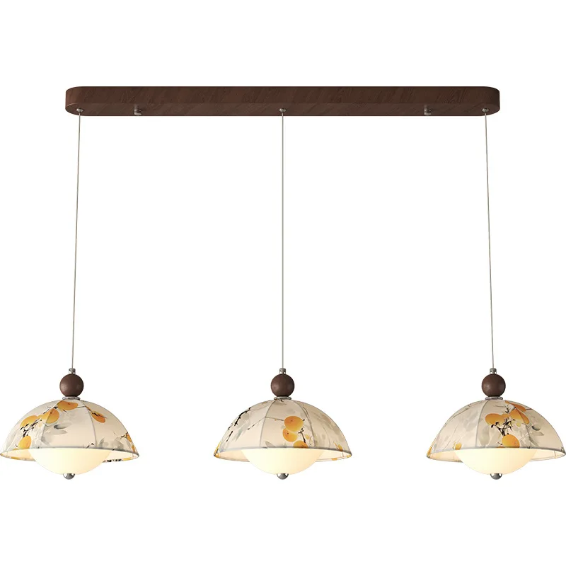 Living room chandelier, medieval retro printed fabric lamp, high-end sense