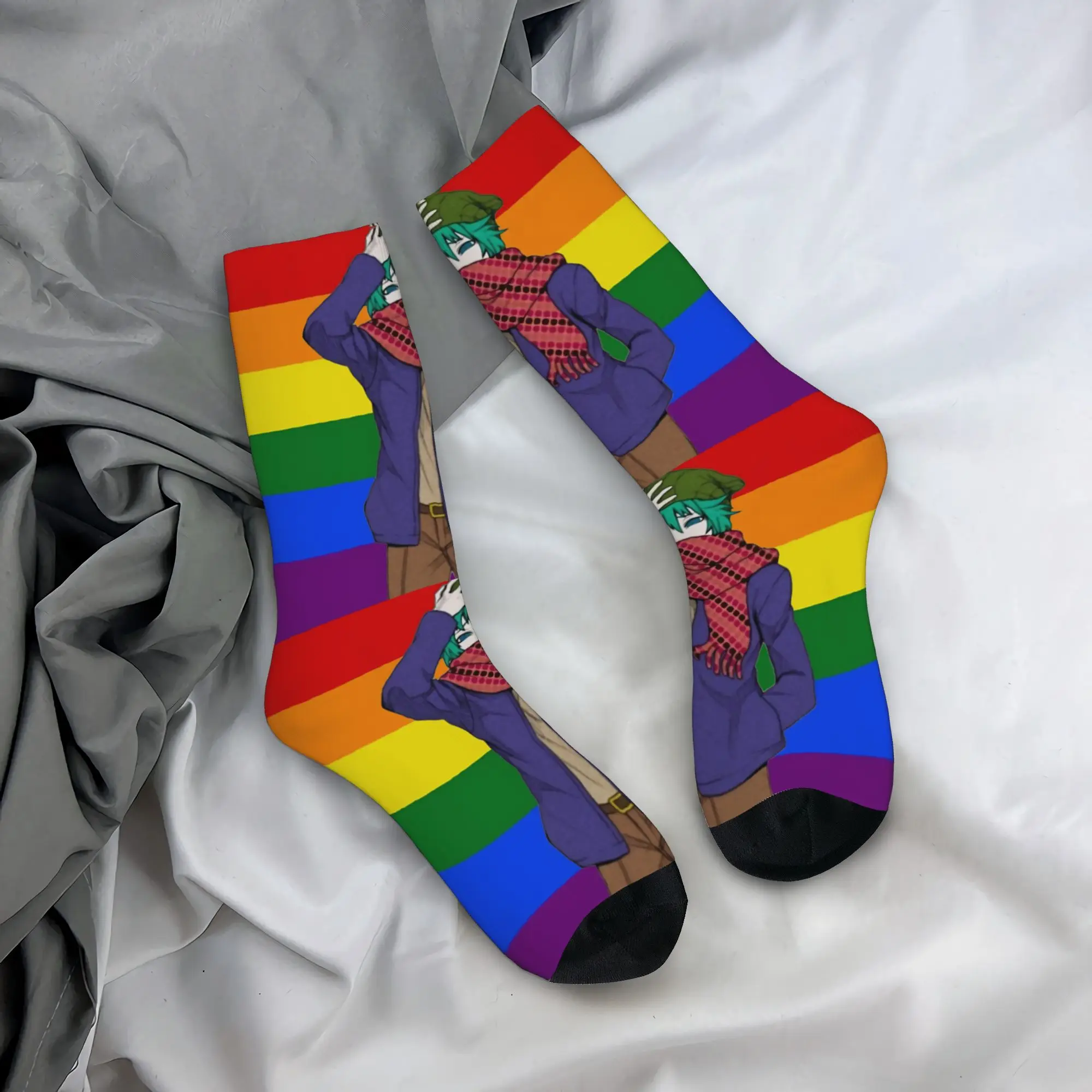 Calcetines Shin tsukimi sou hiyori yttd anime gay lgbt, medias informales, calcetines antitranspirantes de otoño para hombres y mujeres, calcetines suaves con gráficos para escalar