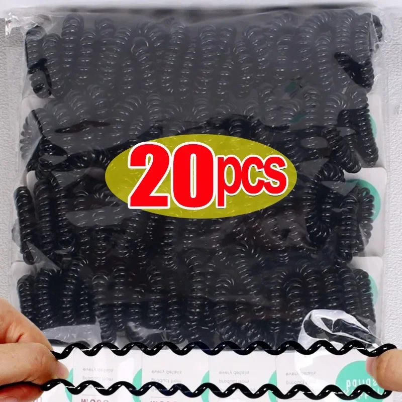 

1/20Pcs Spiral Hair Ties Telephone Wire Cord Useful Hair Ring Elastic Headbands Rubber Scrunchies Headring Hair Accessories