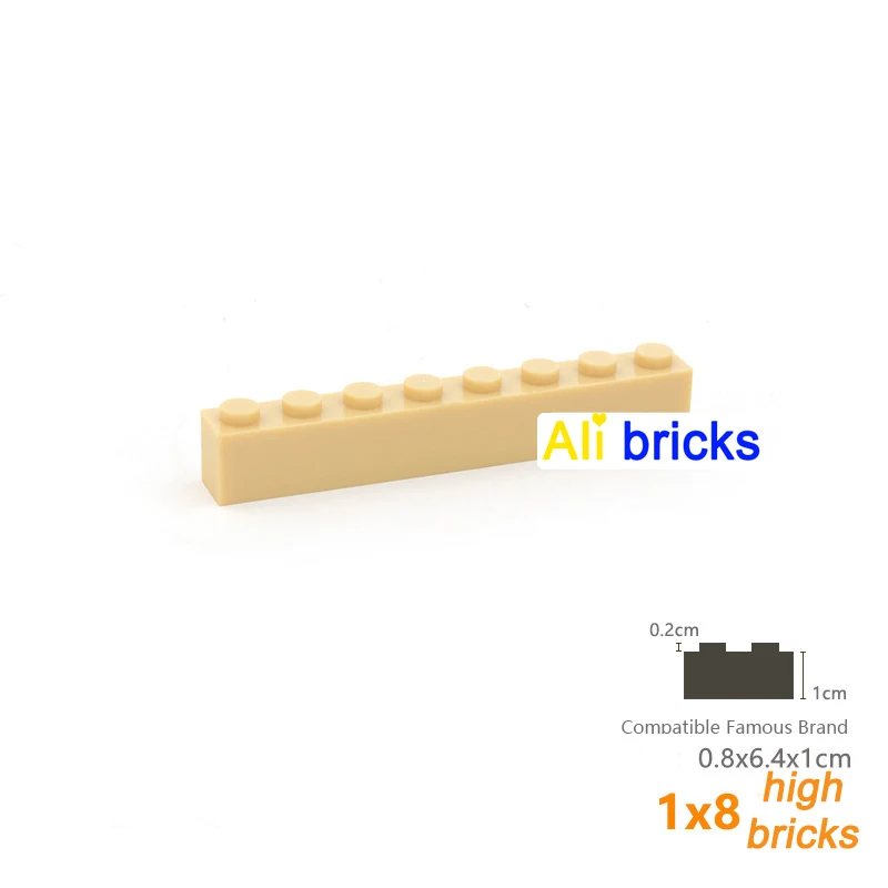 10pcs Bulk Blocks Building Bricks Thick 1X8 Educational Assemblage Construction Toys for Children Size Compatible With Brand