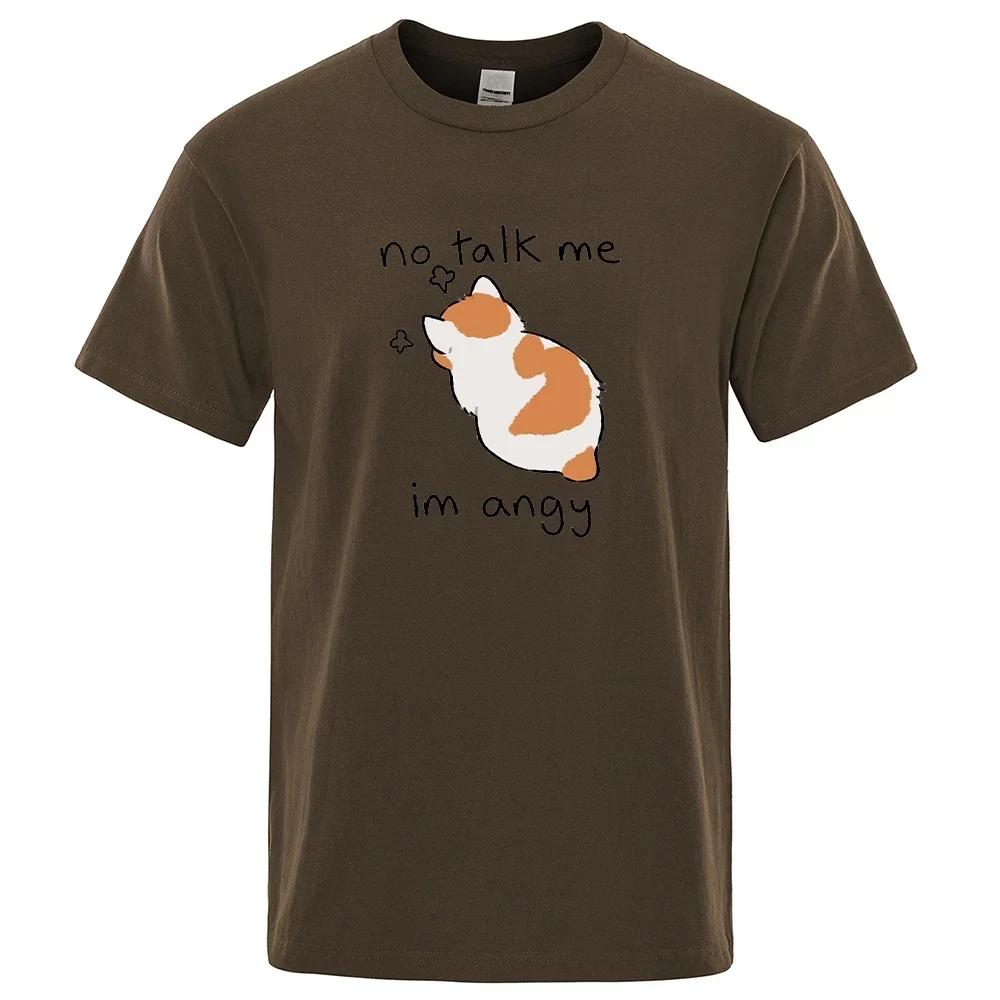 Tsundere Cat No Talk Me Im Angy T-shirt en coton pour hommes, T-shirt d'été, T-shirt de personnalité, Vêtements décontractés, Nouveau