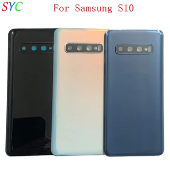 후면 도어 배터리 커버 하우징 케이스 삼성 S10 G973 S10Plus G975 S10E G970 후면 커버, 카메라 렌즈 로고 수리 부품 포함