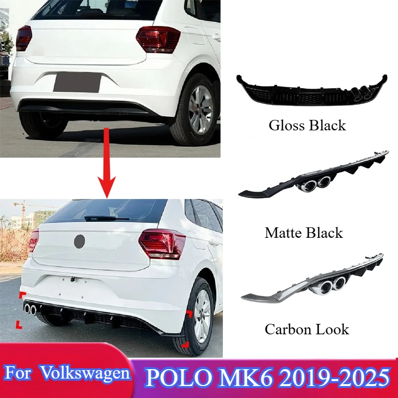 

Car Rear Bumper Lip For Volkswagen POLO MK6 2019-2025 Diffuser Splitter Spoiler Guard Protector Cover BodyKit Accessories Tuning