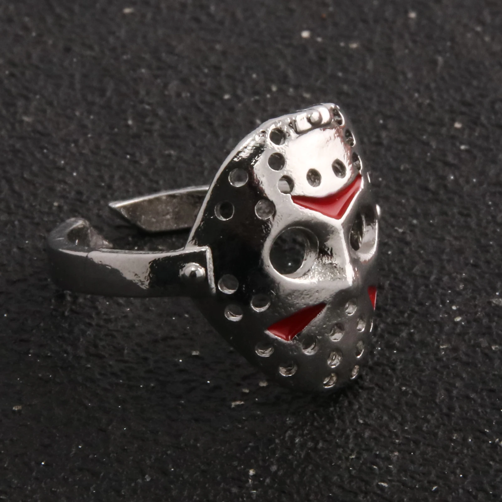 Horror Movie Rings Jason Hockey Mask Metal Adjustable Ring For Children Halloween Jewelry Gift