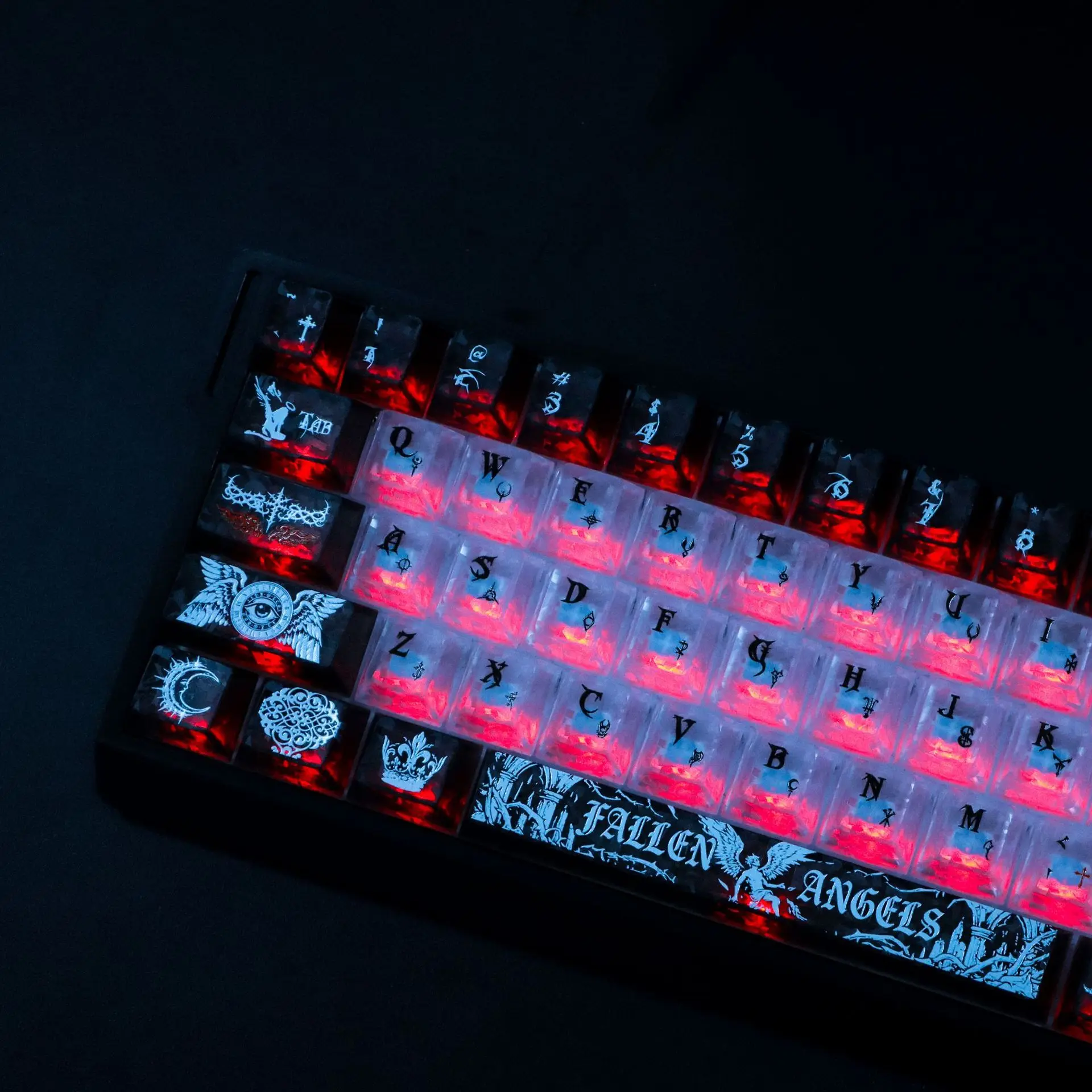 136Keys Carbon Fiber Texture Transparent PC Keycaps Russian Double Shot Cherry Profile Keycap for Gateron Mechanical Keyboard