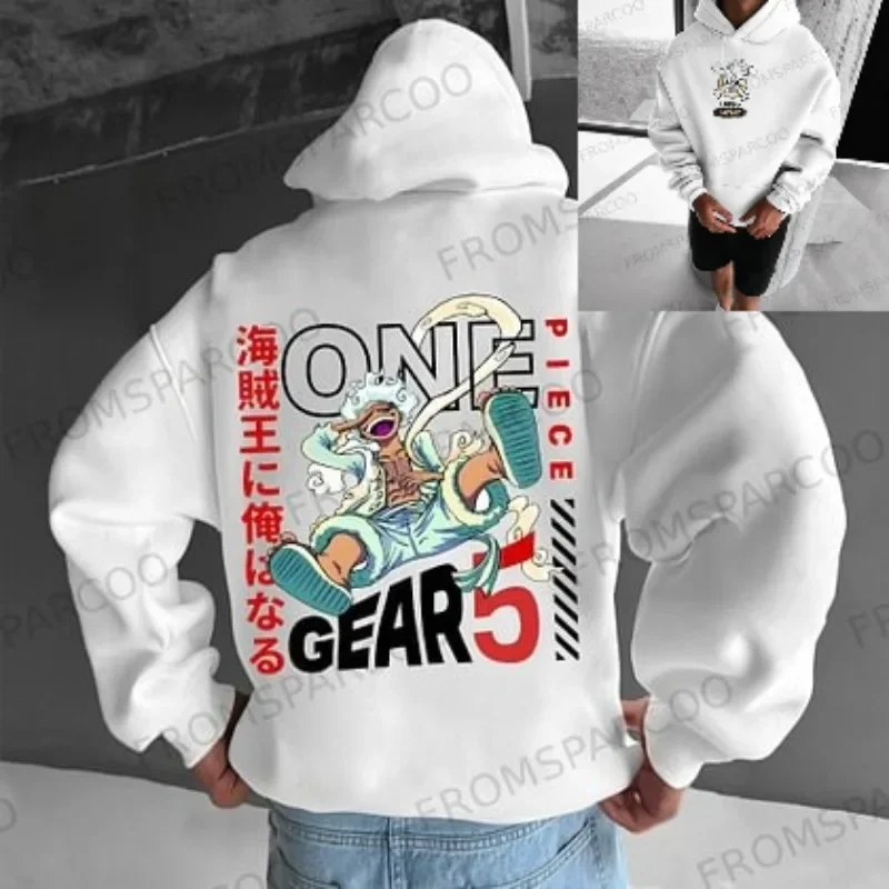 

One Piece Trend Explosion G5 Luffy Gear 5 From Sparco Hoodie New Hot Men's White Cotton Red Black Text Japanese Print Streetwear