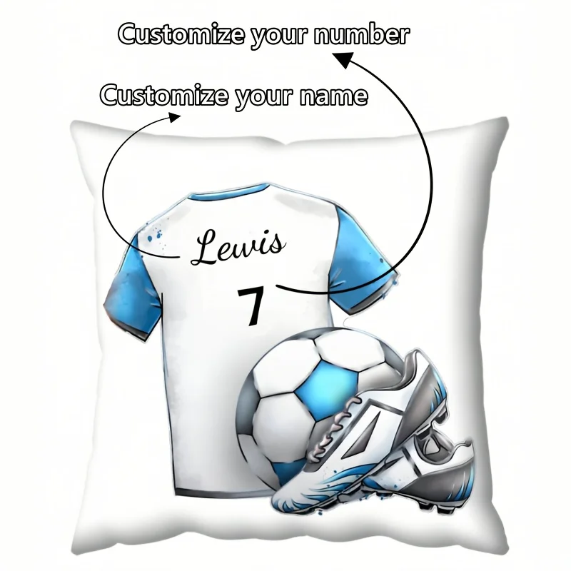 Customize 1pc Sports Soccer T-Shirt Creative Custom Name Number Pillow Player Gift Custom Name Number Pillowcase Personalized Un - view 3