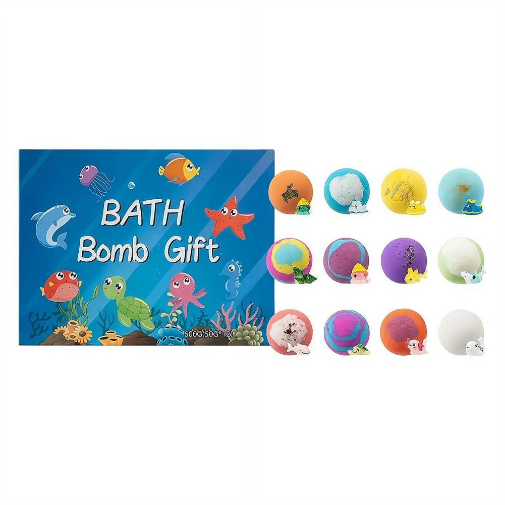 12Pcs Surprise Splash Bath Bombs Set Doll Shaped Bubble Treasure for Kids Fragrant Relaxing Spa Bath Salt Balls Holiday Gift