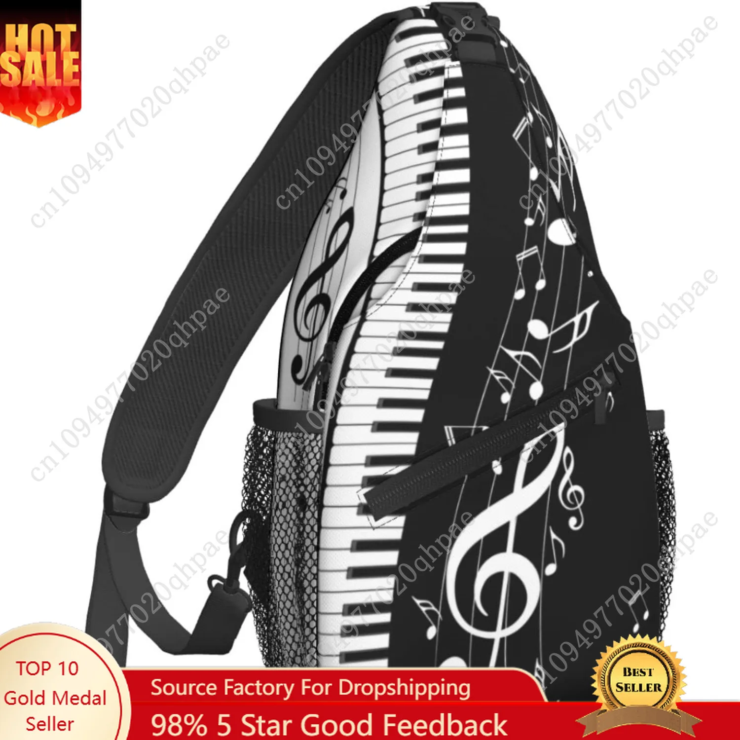 

Piano Keys Music Note Sling Backpack Crossbody Sling Bag for Women Men Shoulder Bag Travel Hiking Daypack
