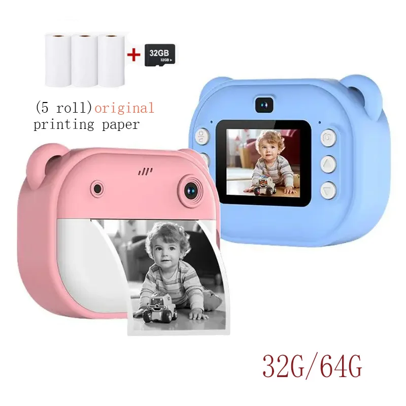 

Children Digital Camera Instant Print for Kids Thermal Print Camera Instant Photo Printing Camera Video Toys+32G Memory Card