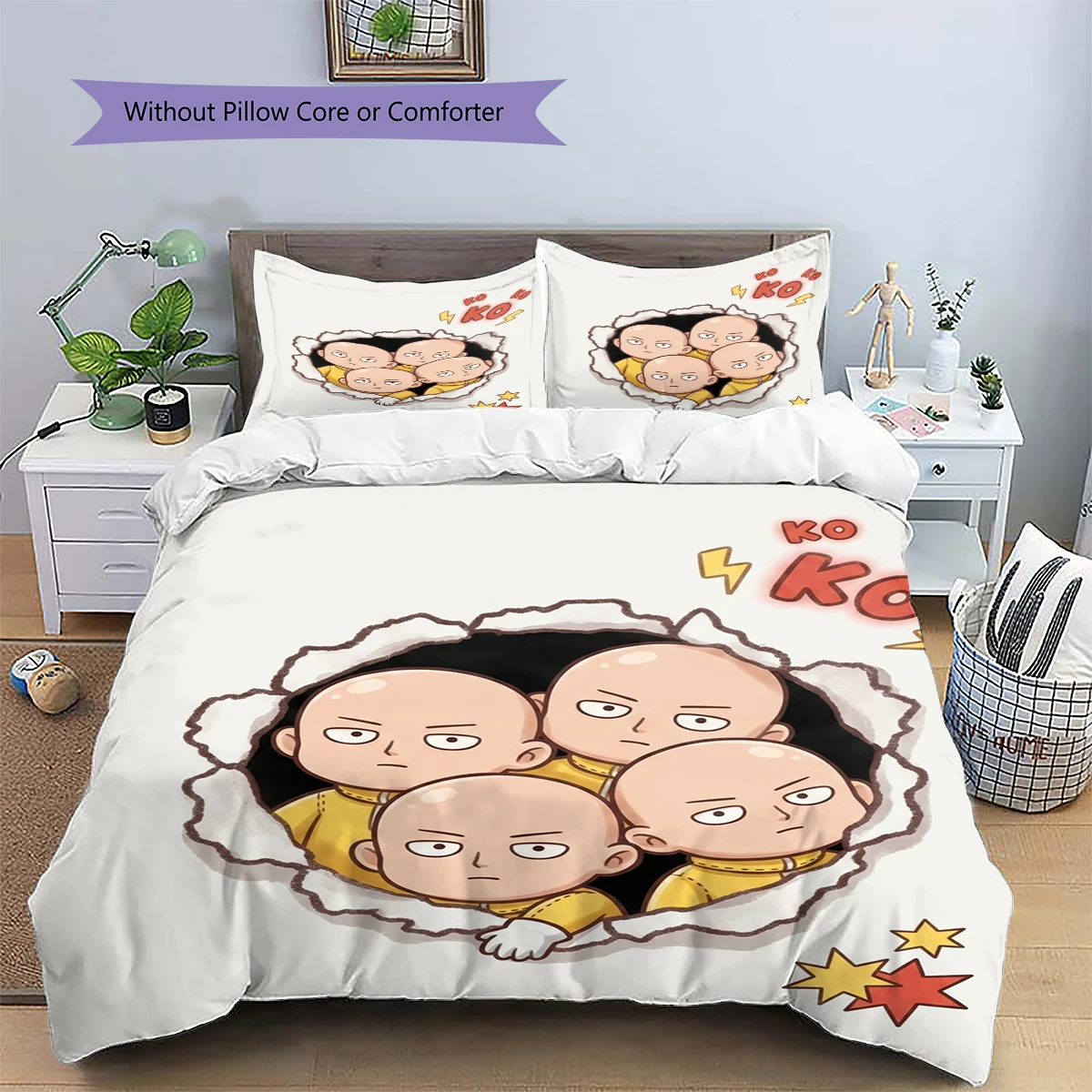 Punch Man Anime Bedding Daily Use Patterned Duvet Cover Set Nice Fan Gift Bedroom Decor -xia56