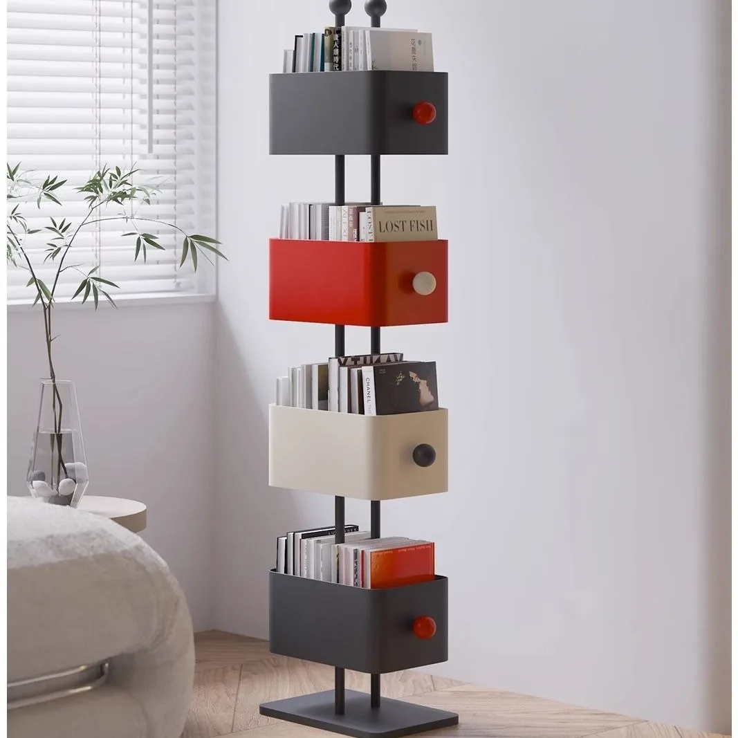 Floor-Standing Multi-Layer Iron Bookshelf Corner Storage Display Shelf for Living Room Home